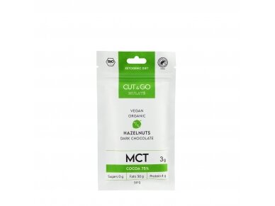 Organic dark chocolate with MCT "HAZELNUT", 50 g