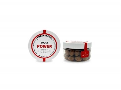 MULATE POWER BOOST Roasted peanuts in white chocolate with protein & spices, 60 G